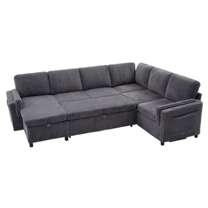 Convertible U-Shaped Sectional Sofa Bed With USB Ports And Storage