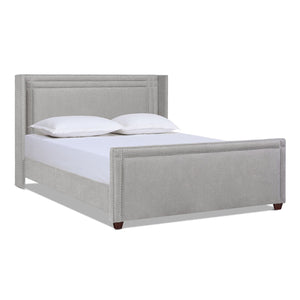 Elle - Wingback Upholstered King Bed - Silver Gray