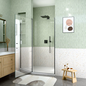 24" W x 72" H Semi-Frameless Circular Pivot Shower Door in Matte Black
