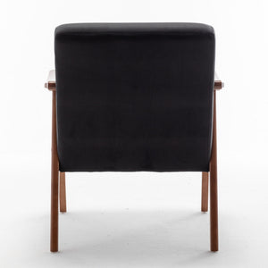 Mid Century Modern Accent Chair With Solid Wood Frame And Extra Thick Backrest