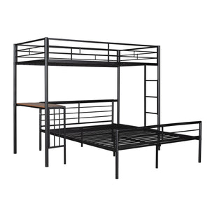 Bunk Bed With Desk, Ladder And Quality Slats For Bedroom