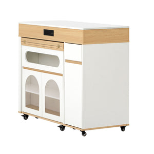 Extendable Dining Table With Folding Top, Rolling Kitchen Island With Drawers And Power Outlet