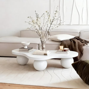 Cloud Shaped Coffee Table With 3 Ball Legs For Living Room