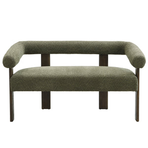 Round Armrest Loveseat (Green + Brown)