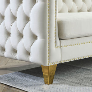 L-Shaped Corner Sofa, 5 Seater Sectional With Tufted Design