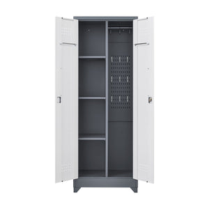 Lockers With Locking Doors, Adjustable Shelves, High Broom Tool Storage Cabinet