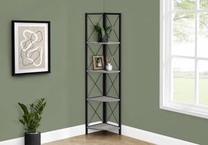 4-Tier Corner Bookshelf with Marble Look and Metal Frame
