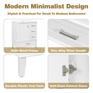 Bathroom Vanity, Modern Bathroom Cabinet With Sink Combo Set, Bathroom Storage Cabinet With A Soft Closing Door And 3 Drawers, Solid Wood Frame