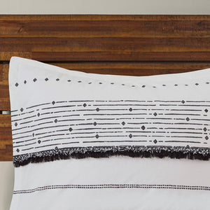 Cotton Printed Comforter Set with Trims Black/White Full/Queen