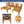 TOPMAX Outdoor 5-Piece Wood Sectional Patio Sofa Set with Blue Cushions