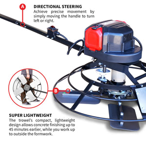 PRE ORDER: 30" Battery-Powered Portable Power Trowel with 18ft Bull Float Handle - TRAPSKI