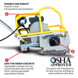 6" Electric Early Entry Green Concrete Saw with 110V Motor