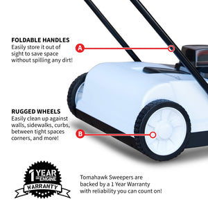 22" Battery Powered Push Sweeper With Double Brush System 18V Lithium-Ion - TRAPSKI