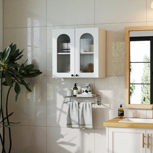Wall Cabinet with Arched Glass Door and Adjustable Shelves