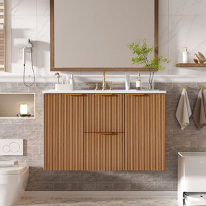 Modern Wall Mounted Bathroom Vanity, Soft Close Doors
