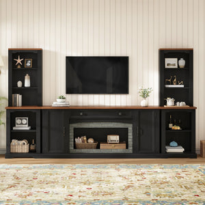 3-Piece TV Stand Set with Curved Side Cabinets for TVs Up to 70"