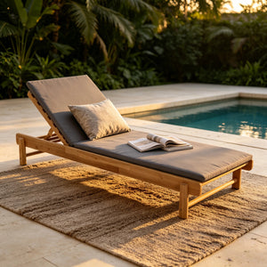 Light Teak Acacia Wood Chaise Lounge Set