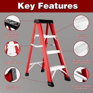 Fiberglass Single-Sided Stepladder for Electrical and Construction Use