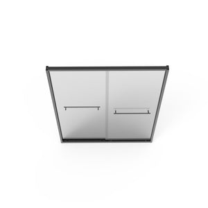 Frame Double Sliding Shower Door, Bypass Bathroom Sliding Door With Premium Clear Tempered Glass, Hardware Sliding Glass Shower Enclosure - Matte Black