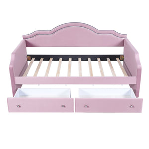 Upholstered Daybed With LED Lights And 2 Drawersme