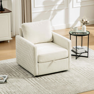 29.5''W Upholstered 360° Swivel Armchair with Hidden Storage