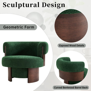 Modern 32" Wide Curved Sculptural Swivel Barrel Chair
