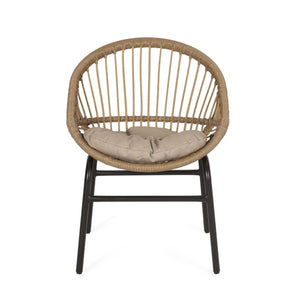 Outdoor Accent Chair With Curved Back And Basket Frame (Set of 2) - Light Brown / Beige