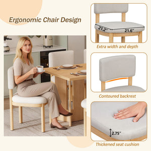 Dining Table Set With 6 Upholstered Chairs, Rectangular Table With Cutout Legs