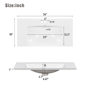 Shaker Free Standing Bathroom Vanity Cabinet With Sink, Soft Close Drawers, Soft Close Doors