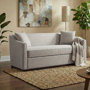 3 Seater Sofa With Wrap Around Armrests And Throw Pillows