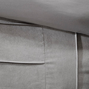 7 Piece Faux Suede Comforter Set Grey Queen