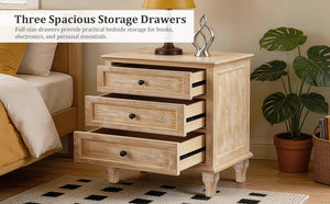 28" Wood Nightstand with Charging Station