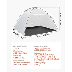 Portable Paint Booth Tent, 115.35 x 90.55 x 74 inch Painting Tent Station