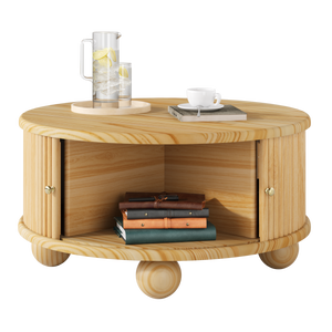 Round Fluted Coffee Table with Storage