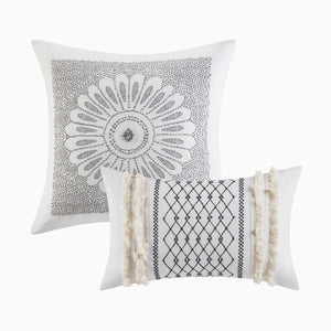 Full/Queen Cotton Printed Duvet Cover Set with Chenille