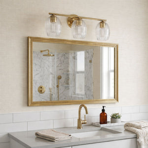 Luster - 3 Lights Vanity With Clear For Bathrooms Above Mirror Wall Lamp Satin - Clear / Gold