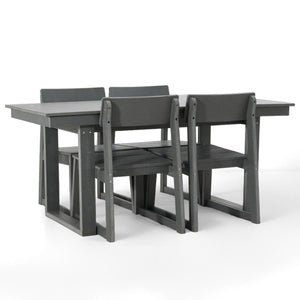 5 Piece Outdoor Dining Set, Table With Umbrella Hole And 4 Armrest Chairs