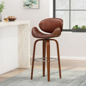 Lumos Mid Century Modern Upholstered Swivel Barstool