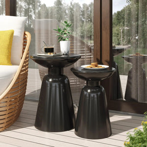 Serenita Outdoor Side Tables With Flared Design (Set of 2)