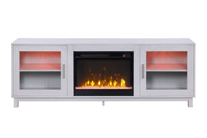 Summit - TV Stand Console With Fireplace - White Walnut Finish