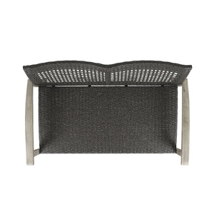 Hampton Outdoor Wood and Wicker Loveseat - Gray