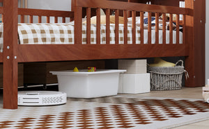 Bed With Headboard Storage Rack, 2 Under Bed Drawers, 3 Side Guardrails For Safety