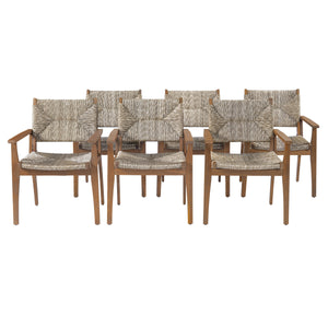 Durable Outdoor Dining Chair Set with Acacia Wood Frame and Wicker Seat
