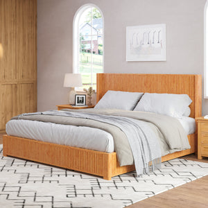 Solid Wood Platform Bed Frame with Headboard, King Size