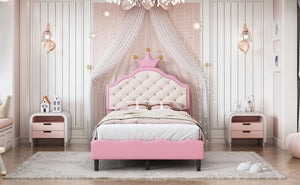 Lovely Crown Fantasy Princess Bed With Tufted Headboard