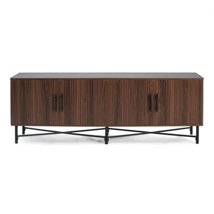 4 Door TV Cabinet with Adjustable Shelves and Storage Spaces