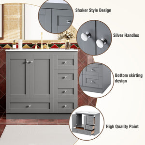 Shaker Free Standing Bathroom Vanity Cabinet & Sink, Soft Close Drawers, Soft Close Doors