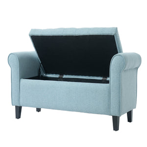 Light Blue Tufted Storage Bench