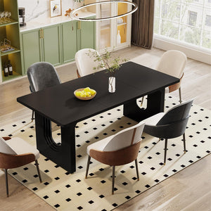 Rectangular Dining Table For 6 - 8 People With Pedestal Base