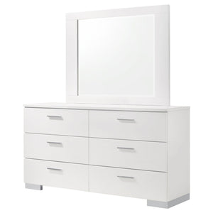 Dulcey - 6 Drawer Dresser With Mirror - Gloss White